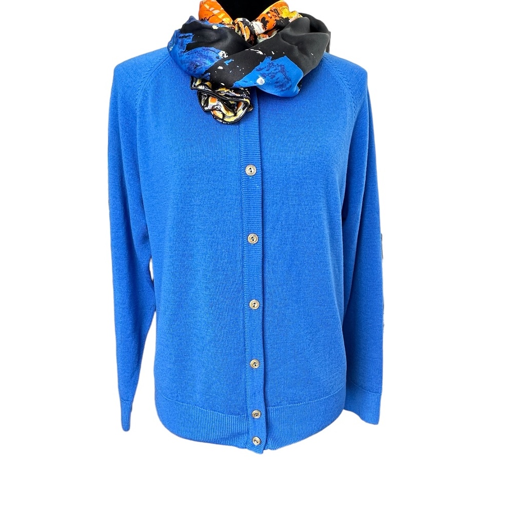 Edinburgh Lambswool Blue Cardigan Sweater Size 36" /Small/Med